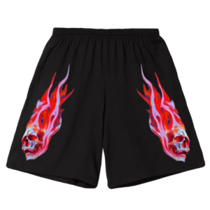 Vlone Black Skully Red Flame Short